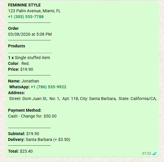 व्हाट्सएप ऑर्डर