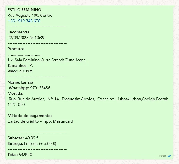 Encomendas por WhatsApp